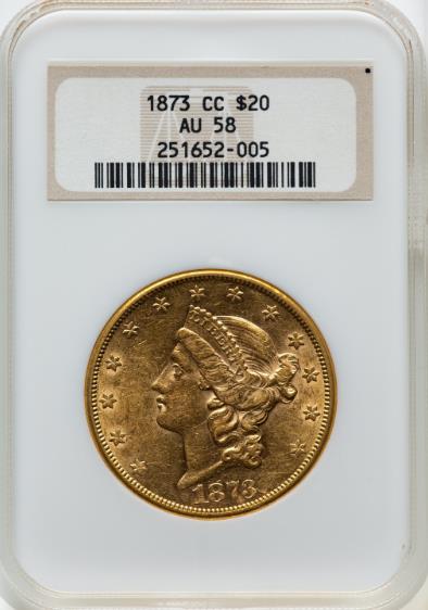 1873-CC $20 Liberty AU58 NGC