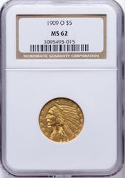 1909-O $5 Indian MS62 NGC