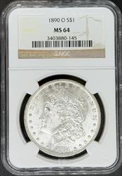 1890-O Morgan Dollar MS64 NGC