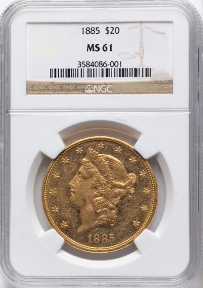 1885 $20 Liberty MS61 NGC