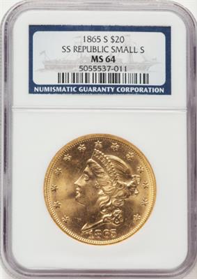 1865-S $20 Liberty MS64 NGC