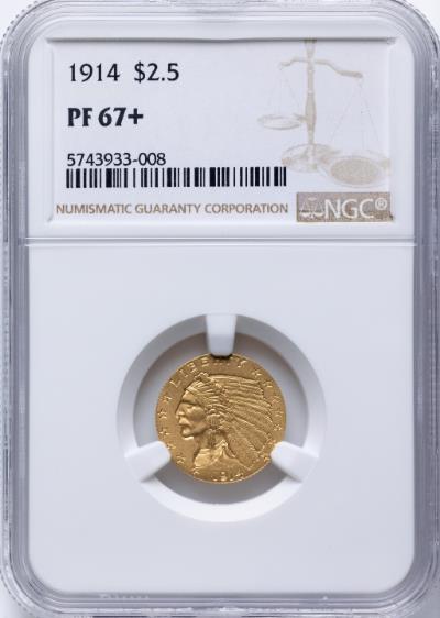 1914 $2.5 Indian PR67+ NGC