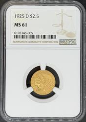 1925-D $2.5 Indian MS61 NGC MS61PL