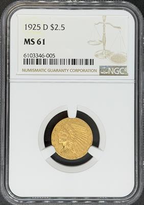 1925-D $2.5 Indian MS61 NGC MS61PL