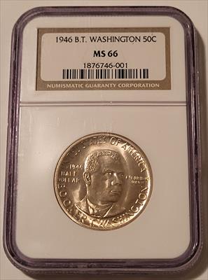 1946 Booker T Washington Commemorative Silver Half Dollar MS66 NGC Light Patina