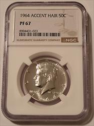 1964 Kennedy Silver Half Dollar Accented Hair Proof PF67 NGC