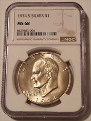1974 S Eisenhower Silver Dollar MS68 NGC