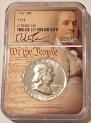 1962 Franklin Half Dollar Proof PF67 NGC Rick Tomaska Signed We the People Frame Holder
