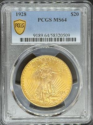 1927 $20 St. Gaudens MS64 PCGS