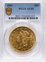1864 $20 Liberty AU55 PCGS