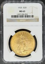1925 $20 St Gaudens MS63 NGC