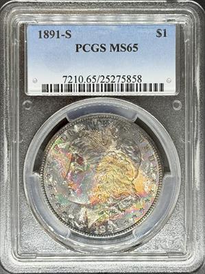1891-S Morgan Dollar MS65 PCGS CAC Toned