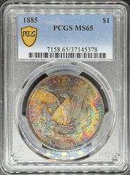 1885 Morgan Dollar MS65 PCGS Toned