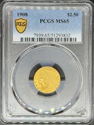 1908 $2.5 Indian MS65 PCGS