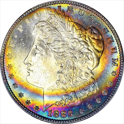 1885 Morgan Dollar MS65 PCGS CAC GOLD  Toner