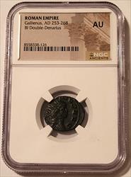 Roman Empire Gallienus AD 153-268 BI Double-Denarius Zoo Series AU NGC
