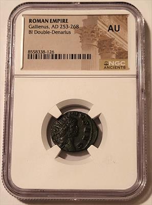 Roman Empire Gallienus AD 153-268 BI Double-Denarius Zoo Series AU NGC