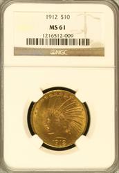 1912 $10 Indian MS61 NGC