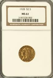 1928 $2.5 Indian MS61 NGC
