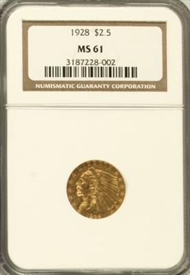 1928 $2.5 Indian MS61 NGC