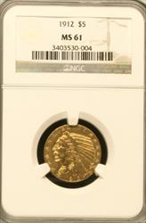 1912 $5 Indian MS61 NGC