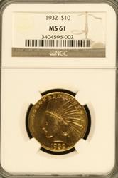 1932 $10 Indian MS61 NGC