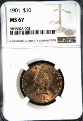 1901 $10 Indian MS67 NGC