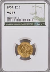 1907 $2.5 Liberty MS67 NGC