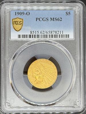 1909-O $5 Indian MS62 NGC