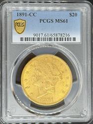 1891-CC $20 Liberty MS61 NGC