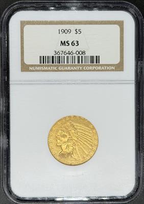 1909 $5 Indian MS63 NGC