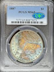 1887 Morgan Dollar MS65 PCGS CAC Toned MS66