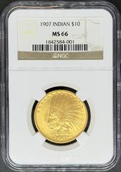 1907 $10 Indian MS66 NGC