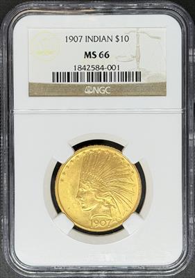 1907 $10 Indian MS66 NGC