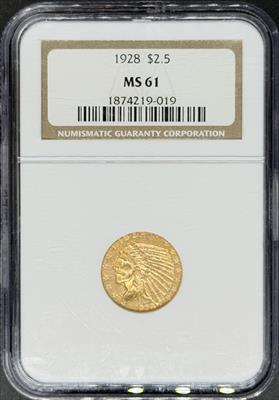 1928 $2.5 Indian MS61 NGC