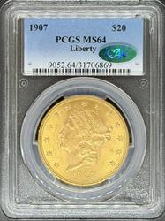1907 $20 Liberty MS64 PCGS CAC