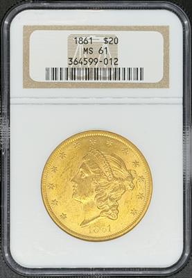 1861 $20 Liberty MS61 NGC