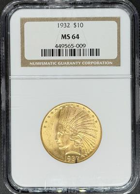1932 $10 Indian MS64 NGC