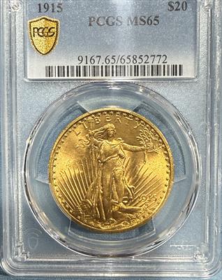 1915 $20 St Gaudens MS65 PCGS