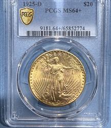 1925-D $20 St Gaudens MS64+ PCGS