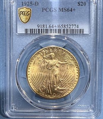 1925-D $20 St Gaudens MS64+ PCGS