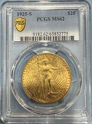 1925-S $20 St Gaudens MS62 PCGS