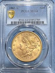 1865-S $20 Liberty MS64 PCGS