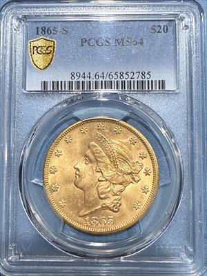 1865-S $20 Liberty MS64 PCGS