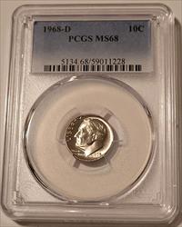 1968 D Roosevelt Dime MS68 PCGS