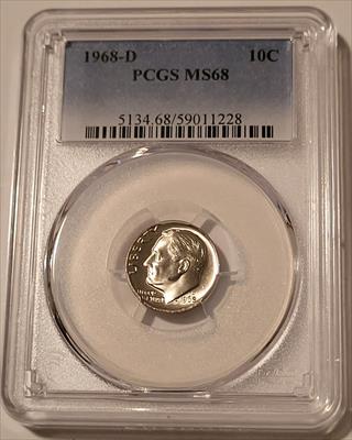 1968 D Roosevelt Dime MS68 PCGS