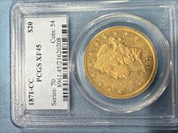 1871-CC $20 Liberty XF45 PCGS