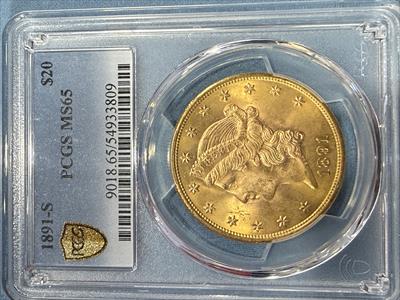 1891-S $20 Liberty MS65 PCGS