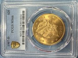 1907-D $20 Liberty MS66 PCGS