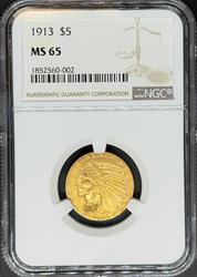 1913 $5 Indian MS65 NGC